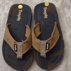 Kids Sandals - Green And Tan, Size 13